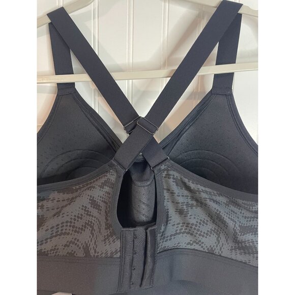 Under Armour Womens Fitted Sports Bra 1X Black/Gray Pattern Crisscross Back - Picture 2 of 11
